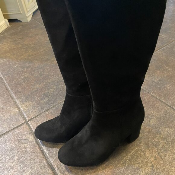 NWOB INC International Concepts Radellal Black Suede Wide Calf Boots 7.5 M WC - Picture 3 of 9